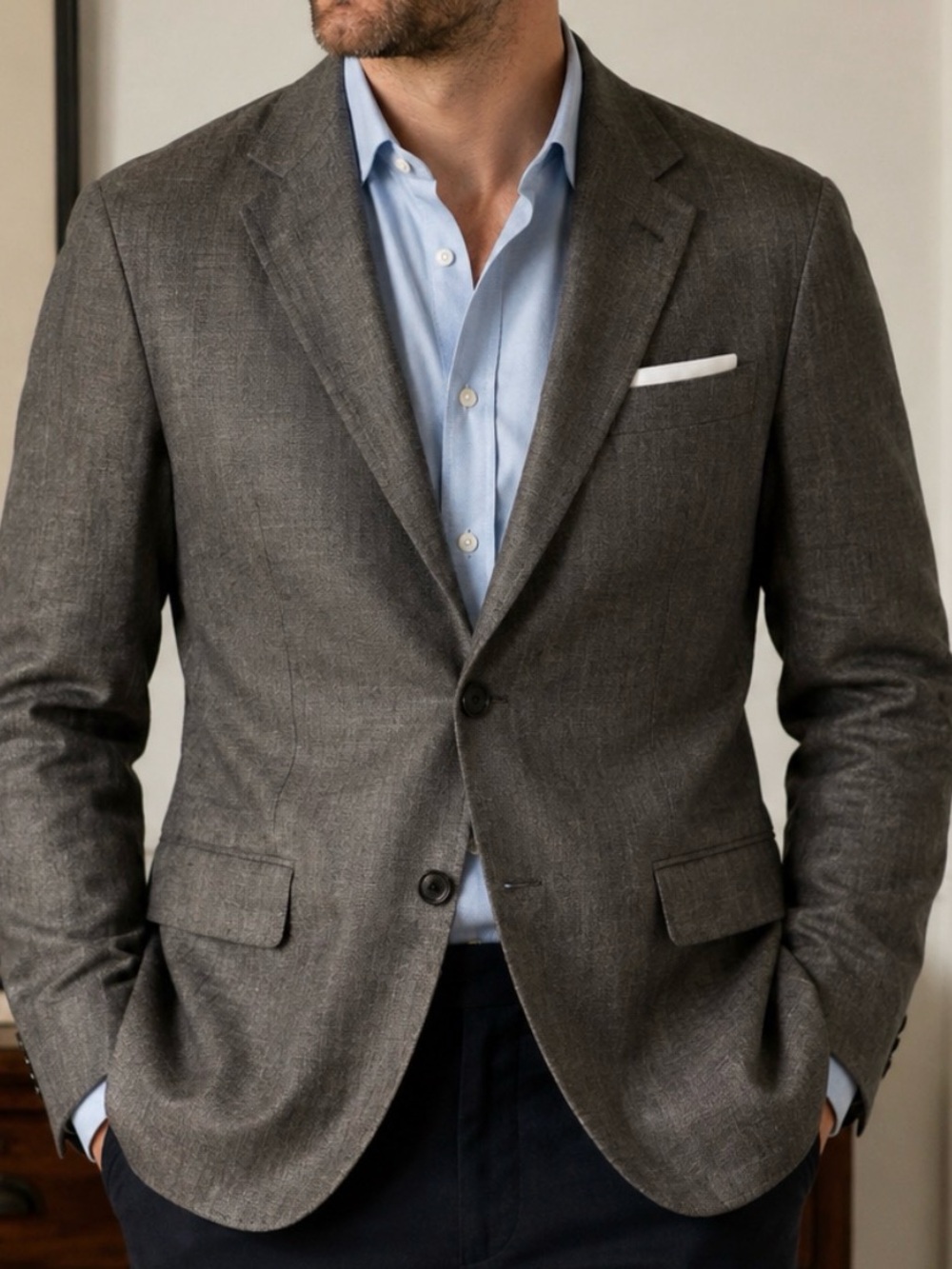 Men’s Hause of Howe Charcoal Grey Woven 2-Button Blazer Jacket Sz 44